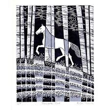 Limited edition horse art original linocut print