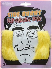 Seventies 70's Noddy Holder Fancy Dress Sideburns Yellow / Blonde Self Adhesive