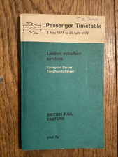 Railway Passenger Timetable BR London Suburban Liverpool St/ Fenchurch St 1971/2
