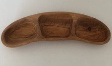 Wooden serving dish curved - dish,