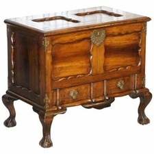 LOVELY VINTAGE MAHOGANY ORNATELY CARVED TRUNK CHEST WITH DRAWER CLAW & BALL LEGS