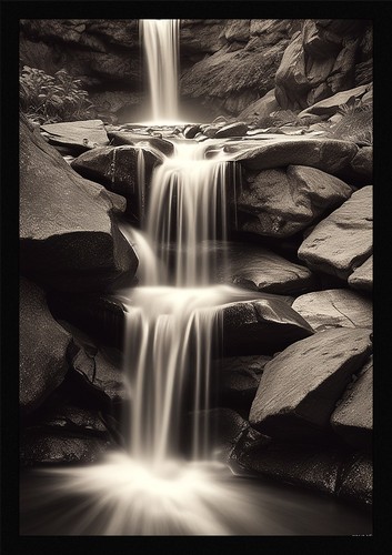 Waterfall beautiful framed - beautiful,