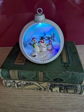 Light Up Christmas Tree Bauble with Snowman Changes Colour Christmas Decoration