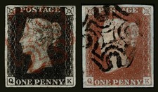 PENNY BLACK GB STAMP red mx