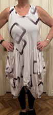 Kekoo Design White Arty Cocoon Lagenlook Jersey Statement Dress Geometric Size 1