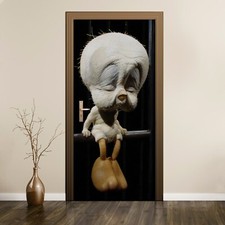 Removable Door Sticker Mural Decal Wrap Old Tweety Bird Banksy Image