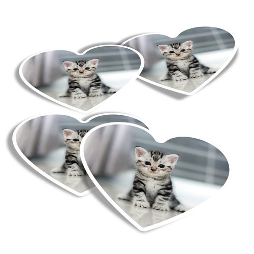 Heart stickers grey tabby - -,