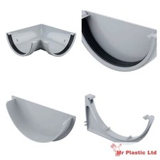 Osma 150mm Half Round (6") Large Gutter Fittings in Grey & Black - 6T611