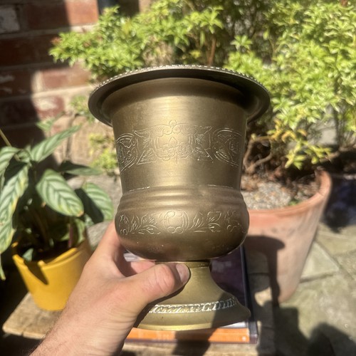 Vintage brass planter urn - brass,