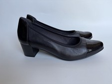 Caprice Black Leather Court
