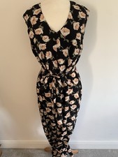 Mela London Ladies Black Floral Jumpsuit Size 12