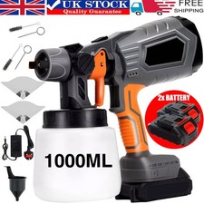 2 Battery Cordless Paint Sprayer Fence Wall Airless 21V HVLP Spray Gun Charger