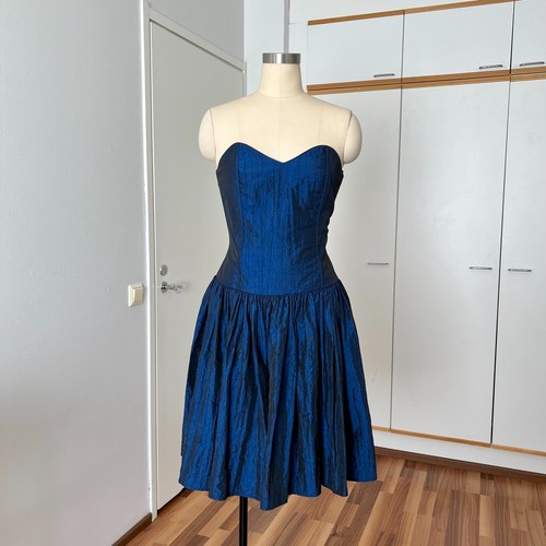 1980s strapless taffeta - strapless, prom