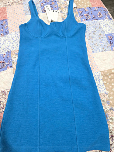 Zara blue polyester - zara, solid