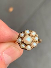 9ct Gold Cultured Pearl Cluster Ring, Vintage 9K 375 Heavy 3.2g