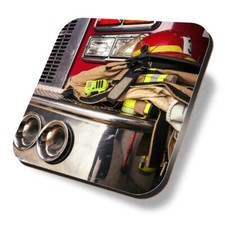 Square MDF Coaster Fireman