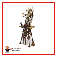 28mm Old Wild West Cowboy Building WINDMILL painted Terrain wargames MDF