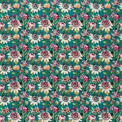 Paradise teal velvet fabric - paradise,