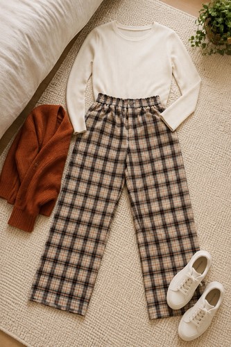 Zara girls check wide leg - zara,
