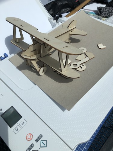 Unfinished wood plane - wood, bi-plane