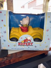 Rare vintage  Large Bendy Rupert The Bear In Yellow Car With Extra Body