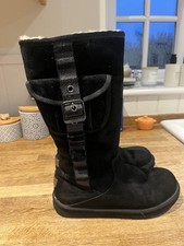 Ugg Womens Australia Sutter Boots Black Leather Moto Buckle Boot Biker Sz Uk 5