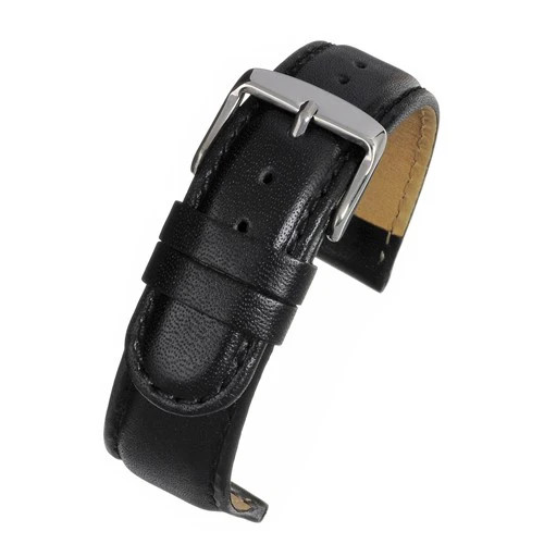 20mm black padded - black, stitched