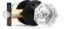PinLin 1 Pack Privacy Crystal Door Knobs Diamond Design Glass Door Knobs with Lo