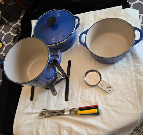 Creuset fondue set blue - le,