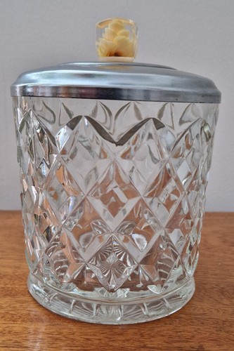 Vintage glass biscuit barrel - vintage,