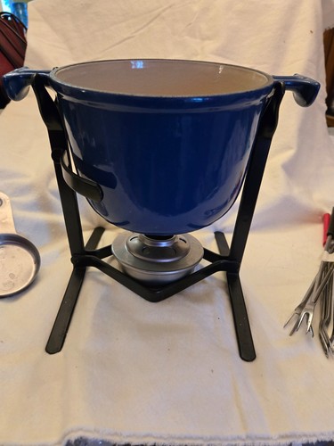 Creuset fondue set blue - le,