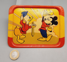 Vintage Happynak  Walt Disney Mickey Mouse and Donald Duck Tin Plate Small Tray