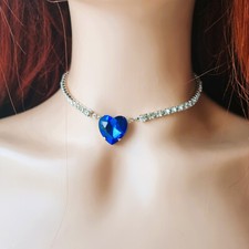 Crystal Blue Heart Necklace