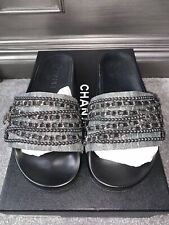 Genuine Chanel Gunmetal Sliders