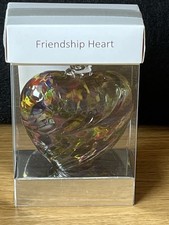 Multicoloured Spiral Glass Friendship Heart Keepsake Hanging Ornament 8cm Sienna