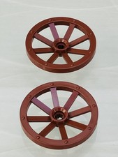 LEGO 2 x Reddish Brown 4x4 Cart Wheel /Wagon 33mm D Hole Notched  4489b x 2. 
