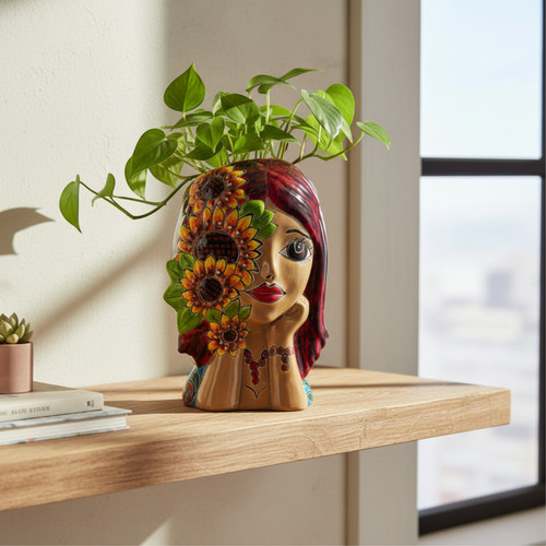 Talavera lady face planter - talavera, |