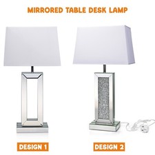 Mirrored Table Lamp Shade Crushed Diamond Crystal Shaped Crystal Sparkly Mirror