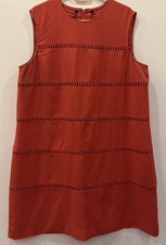 Stylish HOBBS shift Dress SIZE 16 orange Sleeveless Lined - removable collar
