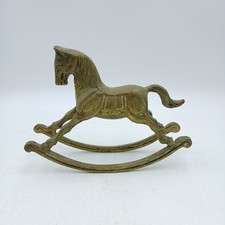 Brass Rocking Horse Figurine Vintage Nursery Décor H 14 cm L 18 cm Home Décor