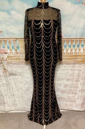 Black gold sequin - black, maxi