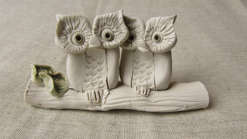 Handcrafted vintage clay owls - vintage,