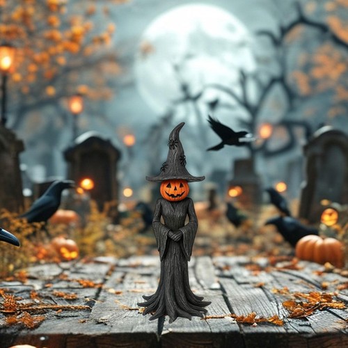 Pumpkin witch figurine - figurine, small
