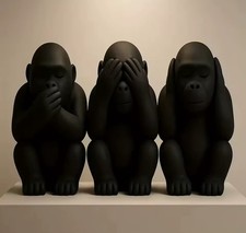 3 Wise Monkeys Figur Set See