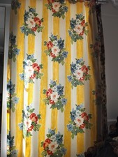Vintage Curtains Floral Country House Cotton lined 1990s 240cm L x 260 cm W