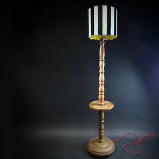 Large Mid-Century Solid Oak Floor Lamp/Standard Lamp With Integrated Drinks Tabl