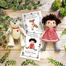 Cloth Rag Doll or Teddy Memory Bear Soft Toy Sewing PATTERNS by My Fabric Heaven