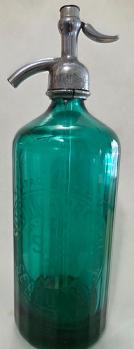 Vtg green glass seltzer - glass,
