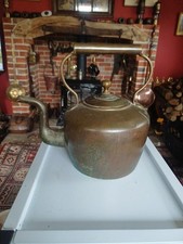 Large heavy Victorian Copper Kettle In Lovely Unpolished Condition
