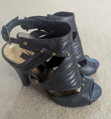 Asos black leather strappy - black,